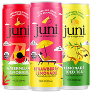 Juni front can lemonade variety showing vibrant label and refreshing look