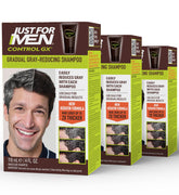Just for Men front packaging showing three Control GX bottles and product branding for convenience