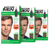 Just For Men pack frontal H-35 mostrando cajas y etiqueta clara, conveniencia inmediata