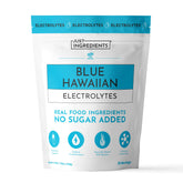 JUST INGREDIENTS front packaging showing tropical blue pouch and benefits