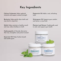 JUST INGREDIENTS persona cepillando dientes con polvo para frescura natural