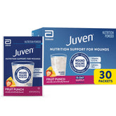 Juven front packaging showing fruit punch packets and product information benefit clarity