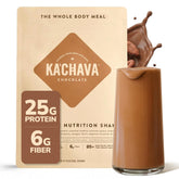 Ka'Chava tub front view showing chocolate label and benefits