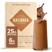 Ka'Chava tub front view showing chocolate label and benefits