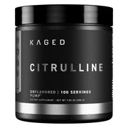 Kaged envase frontal del L-Citrulline mostrando el diseño y 100 porciones