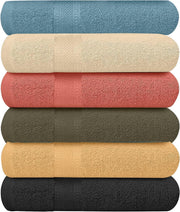 KAHAF COLLECTION frontal del paquete de seis toallas muestra colores surtidos y ahorro