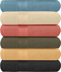 KAHAF COLLECTION frontal del paquete de seis toallas muestra colores surtidos y ahorro