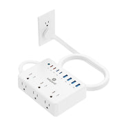 kakyanill front view power strip showing ports and switch, organizes multiple devices