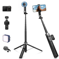 K&F CONCEPT front view of 72-inch selfie stick showing tall reach and portability