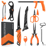 KastKing SteelStream kit front view showing all eight fishing tools and packaging benefit organization