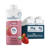 Kate Farms front packaging showing strawberry shake, convenient ready-to-drink nutrition