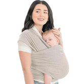 KeaBabies stone gray front view showing wrap length and soft drape for easy tying