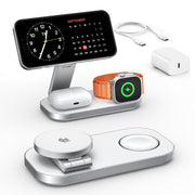 KEEPRO foldable charging station front view showing all three docks and neat layout