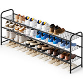 KEETDY front view of long shoe rack showing full 3-tier storage benefit