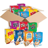 Kellogg's front packaging of variety case showing assorted boxed cereals for pantry convenience