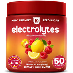 Keppi envase frontal sabor frambuesa-limonada mostrando 50 porciones y ventaja de duración