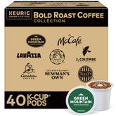 Keurig front packaging showing 40-count bold roast variety pack benefit convenience