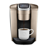 Keurig K-Elite front view showing brushed gold finish and compact footprint
