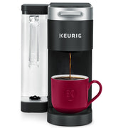 Keurig K-Supreme front view showing sleek black design and compact footprint for counters
