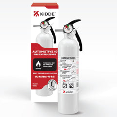 Kidde extintor frontal mostrando diseño compacto y fácil acceso