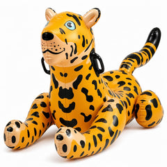 KiddieLoot flotador leopardo frontal mostrando forma y colores llamativos