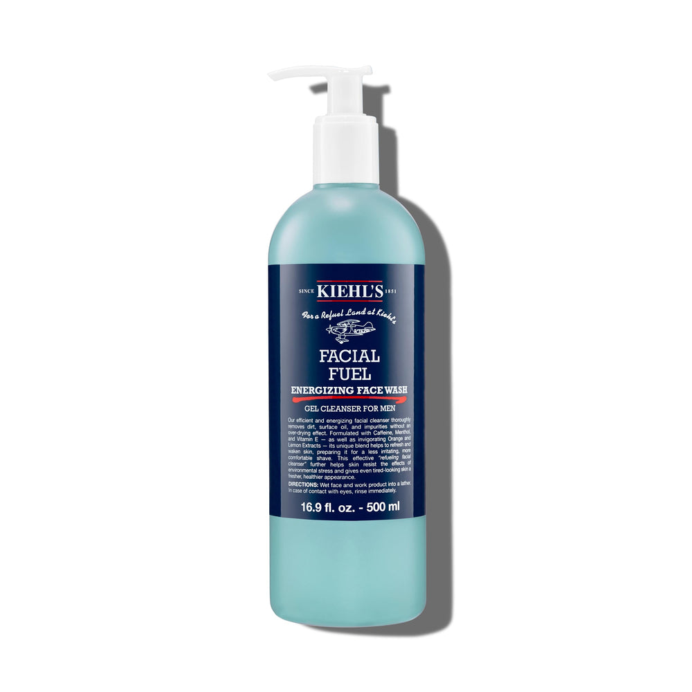 Kiehl's envase frontal del Facial Fuel mostrando tamaño grande y ahorro