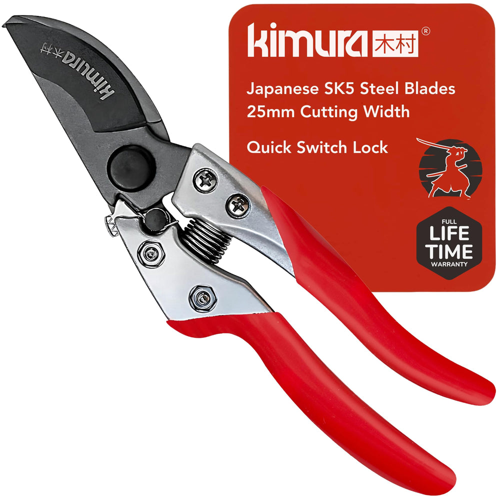 Kimura empaque frontal mostrando tijeras resistentes y profesionalidad