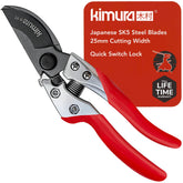 Kimura empaque frontal mostrando tijeras resistentes y profesionalidad