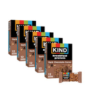 KIND pack frontal de Breakfast Protein Bars cacao oscuro, práctico para llevar
