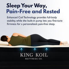 Side profile of King Koil raised-height mattress showing easy step-up convenience