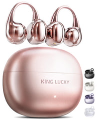 Kinglucky auriculares clip-on Gen 3 frontal mostrando diseño rosa y ajuste seguro