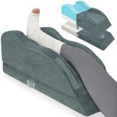 KingPavonini front view of grey leg pillow showing shape and profile for stable elevation