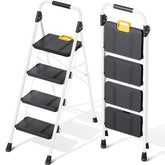 KINGRACK escalera plegada blanca fácil de guardar y transportar