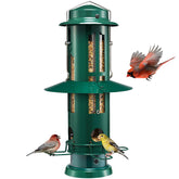 Kingsyard front view of feeder showing durable metal design and ports, attracts birds
