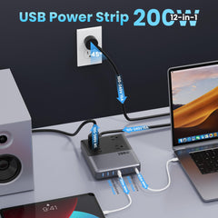 Kioson primer plano de puertos USB-C y USB-A, compatibilidad rápida