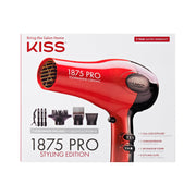 KISS secador frontal rojo mostrando diseño ergonómico y potencia