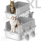 KITCATY front view of two-pack closed litter boxes showing sturdy design and space saving