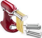 KitchenAid pasta roller front view showing stainless rollers and finish for consistent sheets