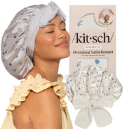 Kitsch gorro frontal en pearlized cream y coastal blue mostrando su corte extragrande y elegante