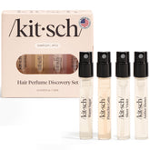 Kitsch set de descubrimiento frontal mostrando los cuatro sprays, ideal para probar fragancias