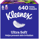 Kleenex caja frontal mostrando el diseño y la cantidad, ideal para reposición rápida