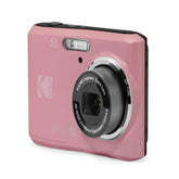 KODAK PIXPRO FZ45 vista frontal rosa mostrando diseño compacto y facilidad de uso