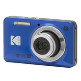 KODAK PIXPRO FZ55 vista frontal azul con diseño compacto y fácil agarre