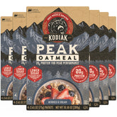 Kodiak Cakes empaque frontal mostrando 6 cajas y 24 sobres, conveniencia inmediata