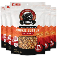 Kodiak Cakes paquete Cookie Butter al frente mostrando diseño y resealable