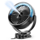 Koonie front view showing compact fan and misting nozzle for targeted cooling