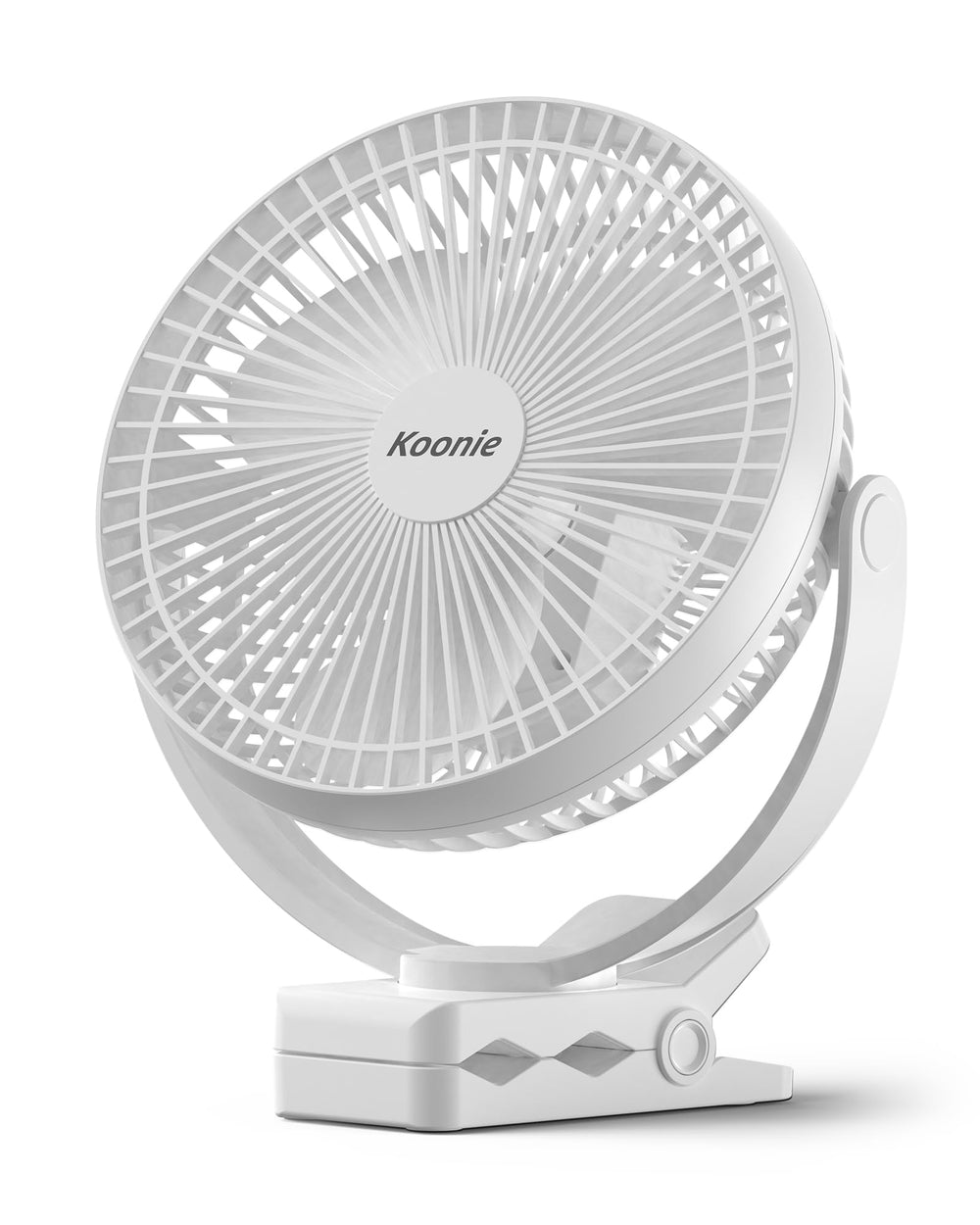 Koonie ventilador 8" vista frontal muestra diseño compacto y potencia
