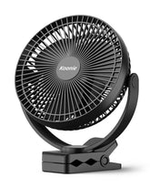 Koonie ventilador clip frontal mostrando su diseño compacto y agarre seguro