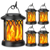 KOOPER front view hanging lantern showing warm flicker for cozy ambiance