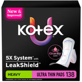 Kotex empaque frontal mostrando alas y conteo, protección discreta
